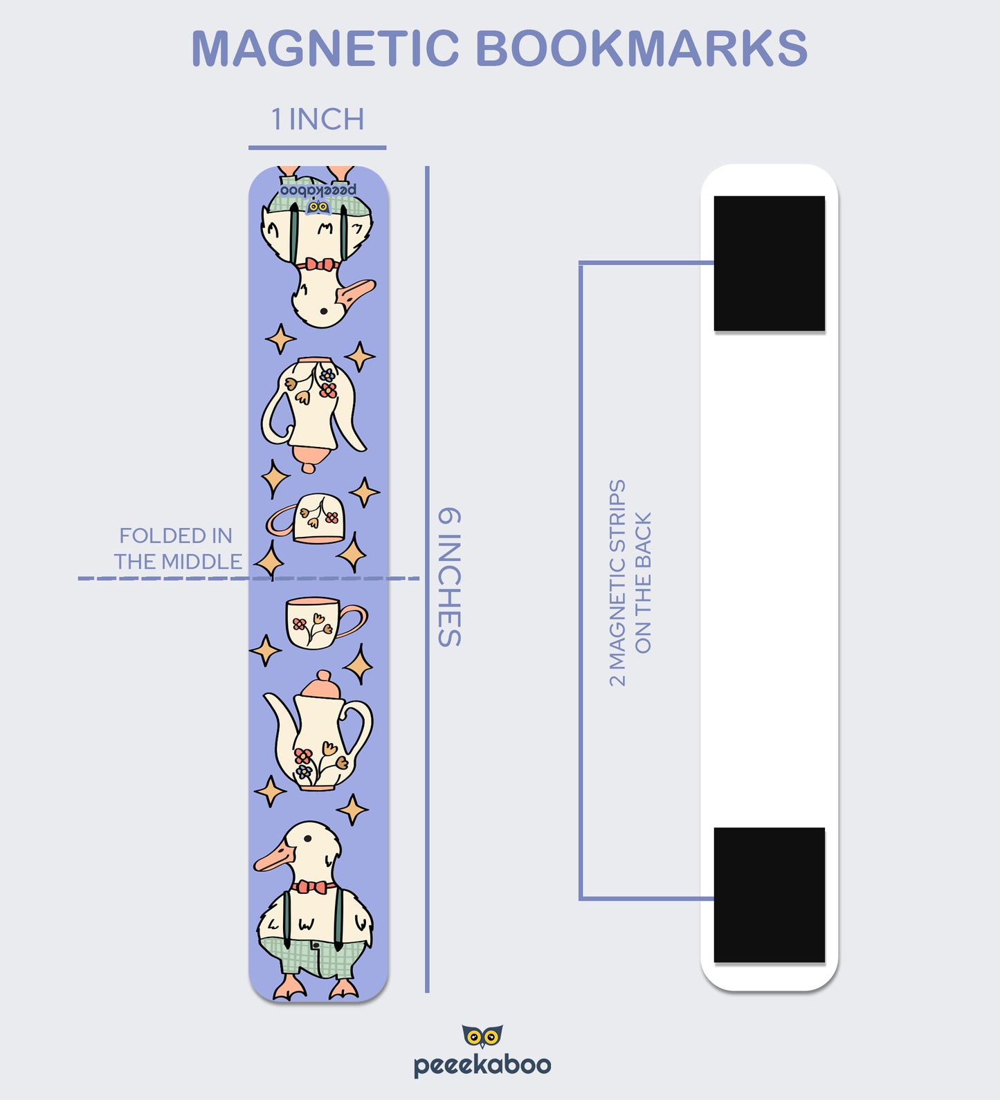 Magnetic Bookmark - Set Of 4 - Duckie Tea Party