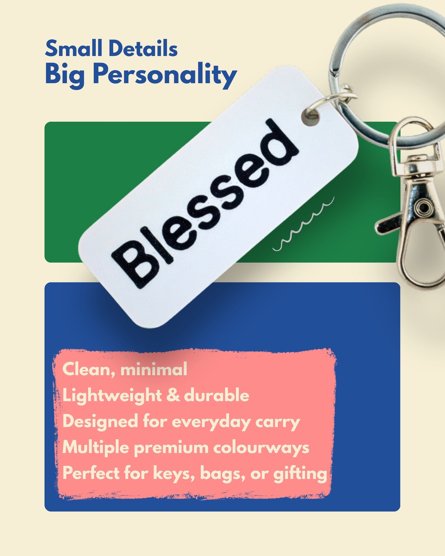 Blessed – Minimal Keychain & Bag Charm
