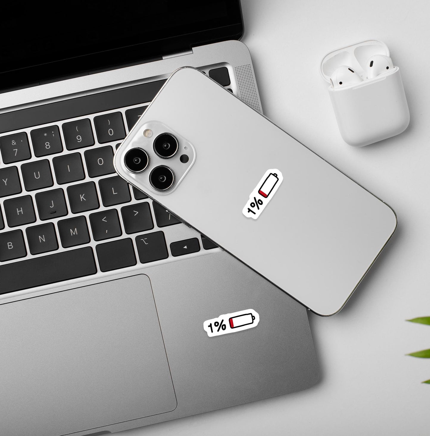 1% Battery - Laptop & Mobile Stickers