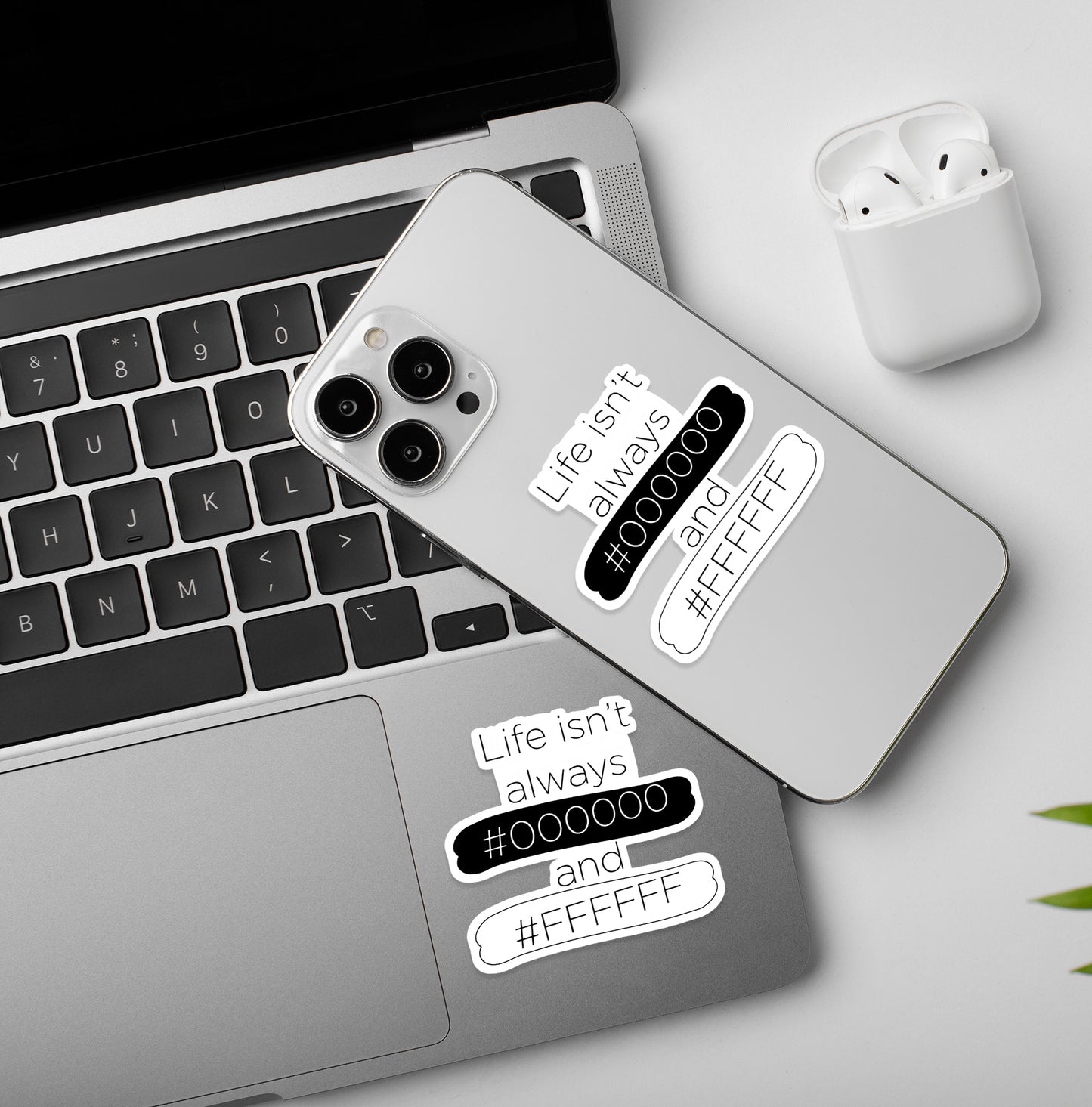 Black Or White - Laptop & Mobile Stickers