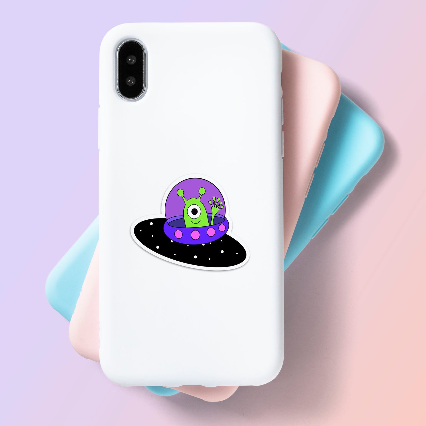 Cute Alien In Spaceship Sticker