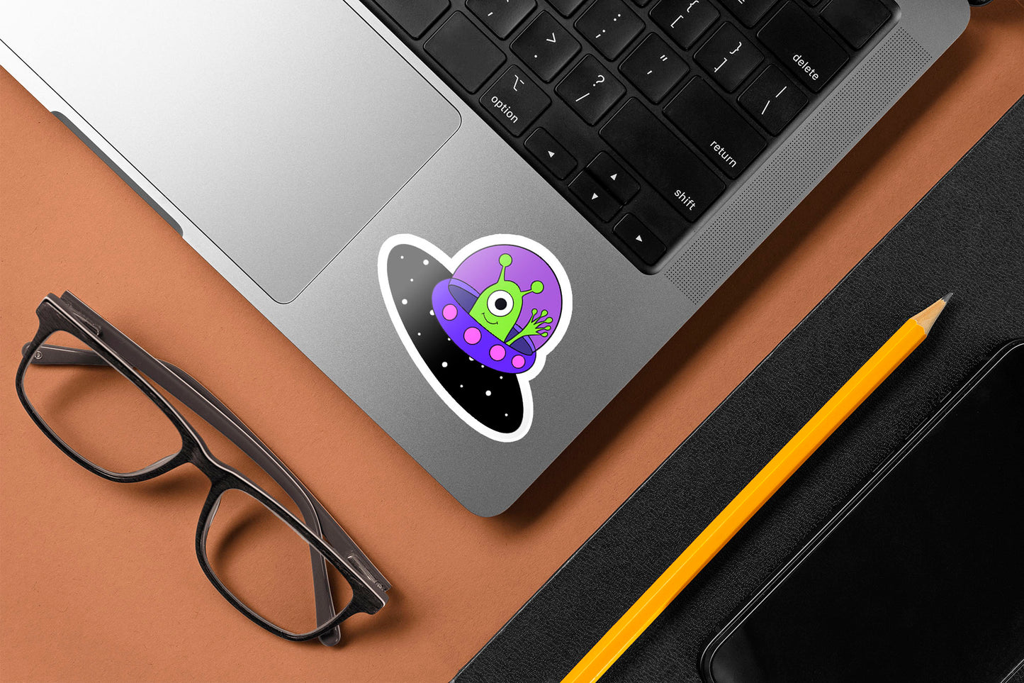 Cute Alien In Spaceship Sticker