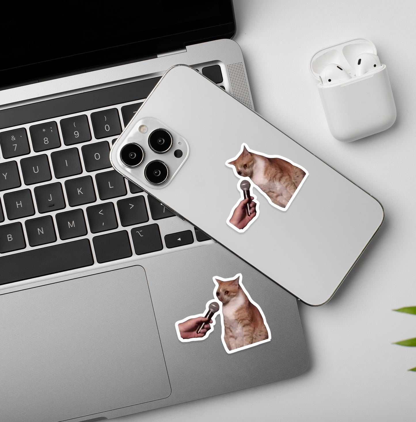 Cat meme - Funny Mic Meme Laptop / Mobile Sticker