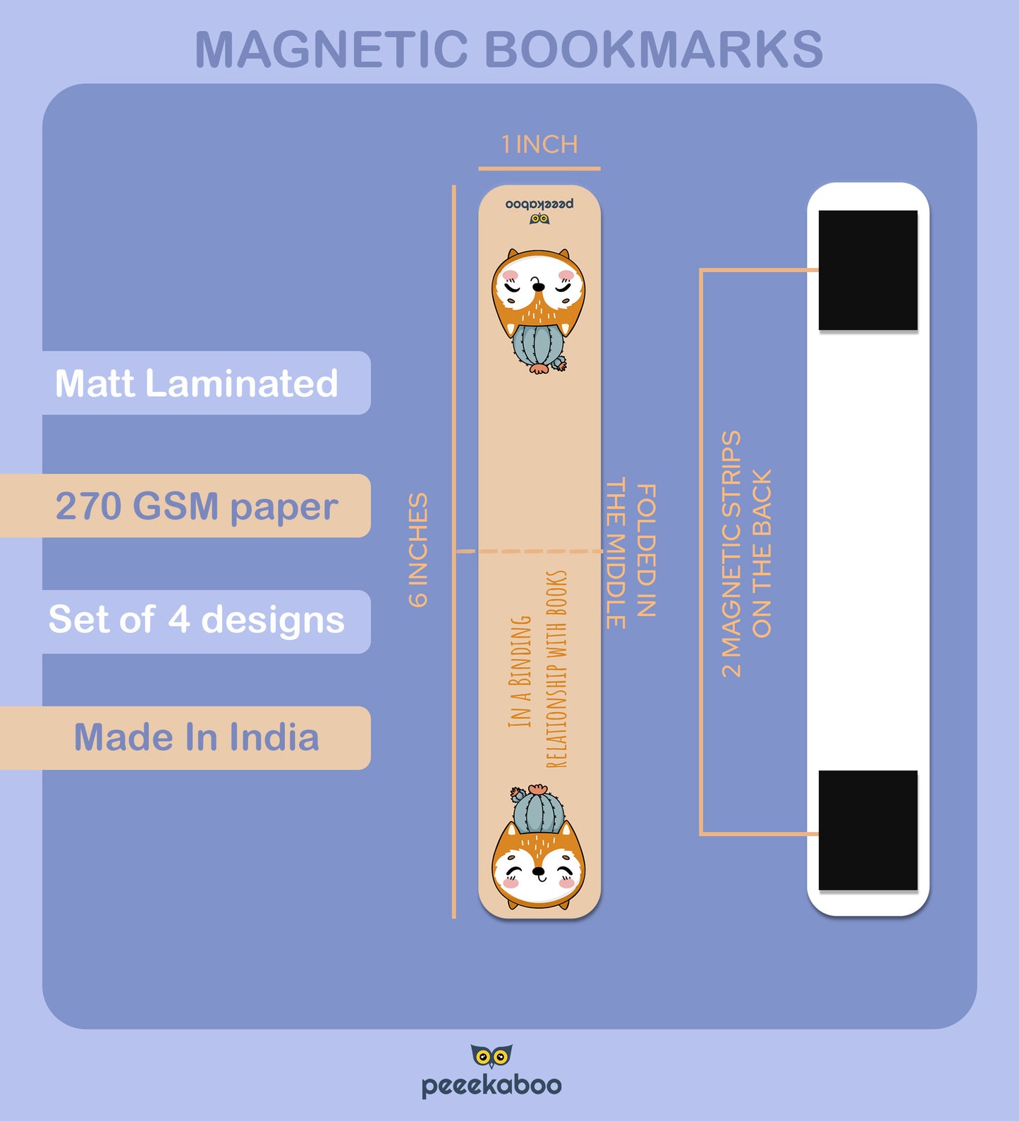 Magnetic Bookmark - Set Of 4 - Animals