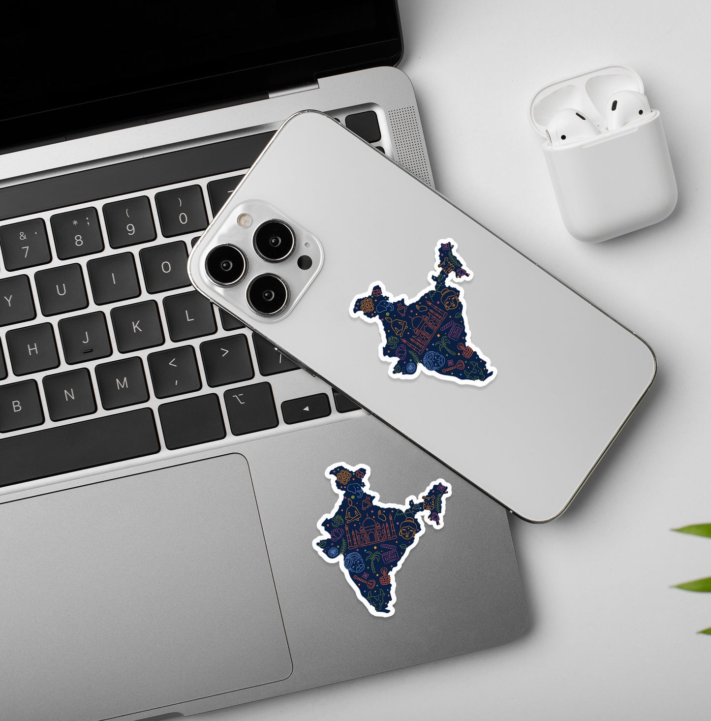 India Cultural Map - Laptop & Mobile Stickers