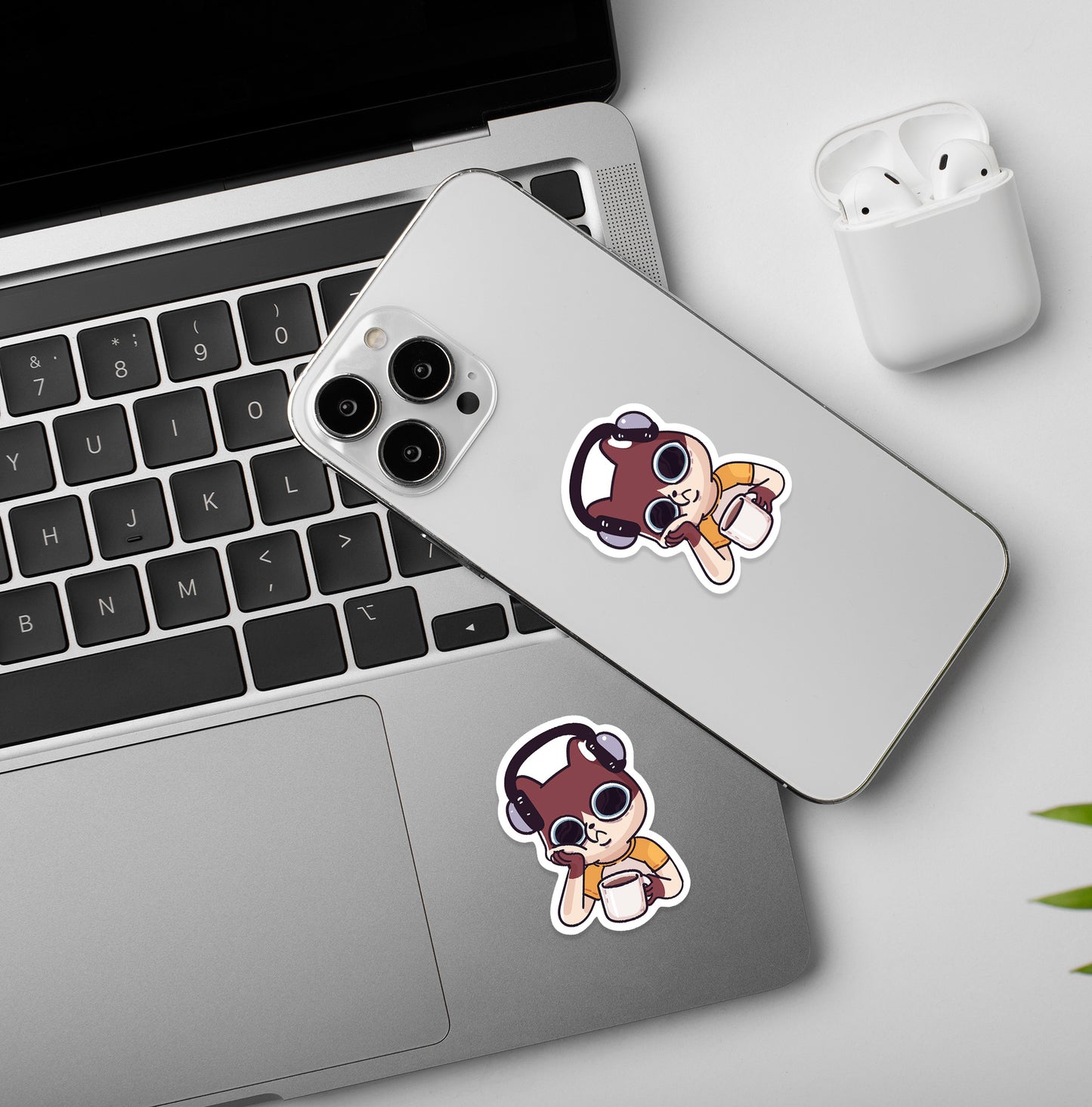 Overthinking With Coffee | Mobile & Laptop Sticker