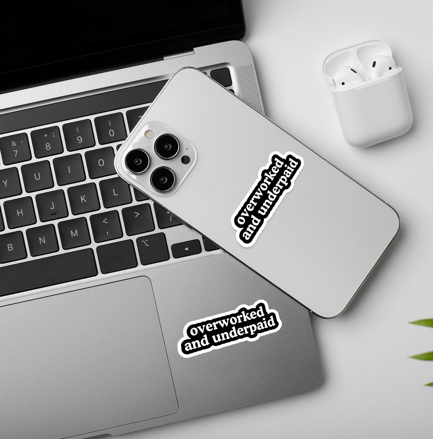 Overworked - Vinyl Laptop / Mobile Stickers