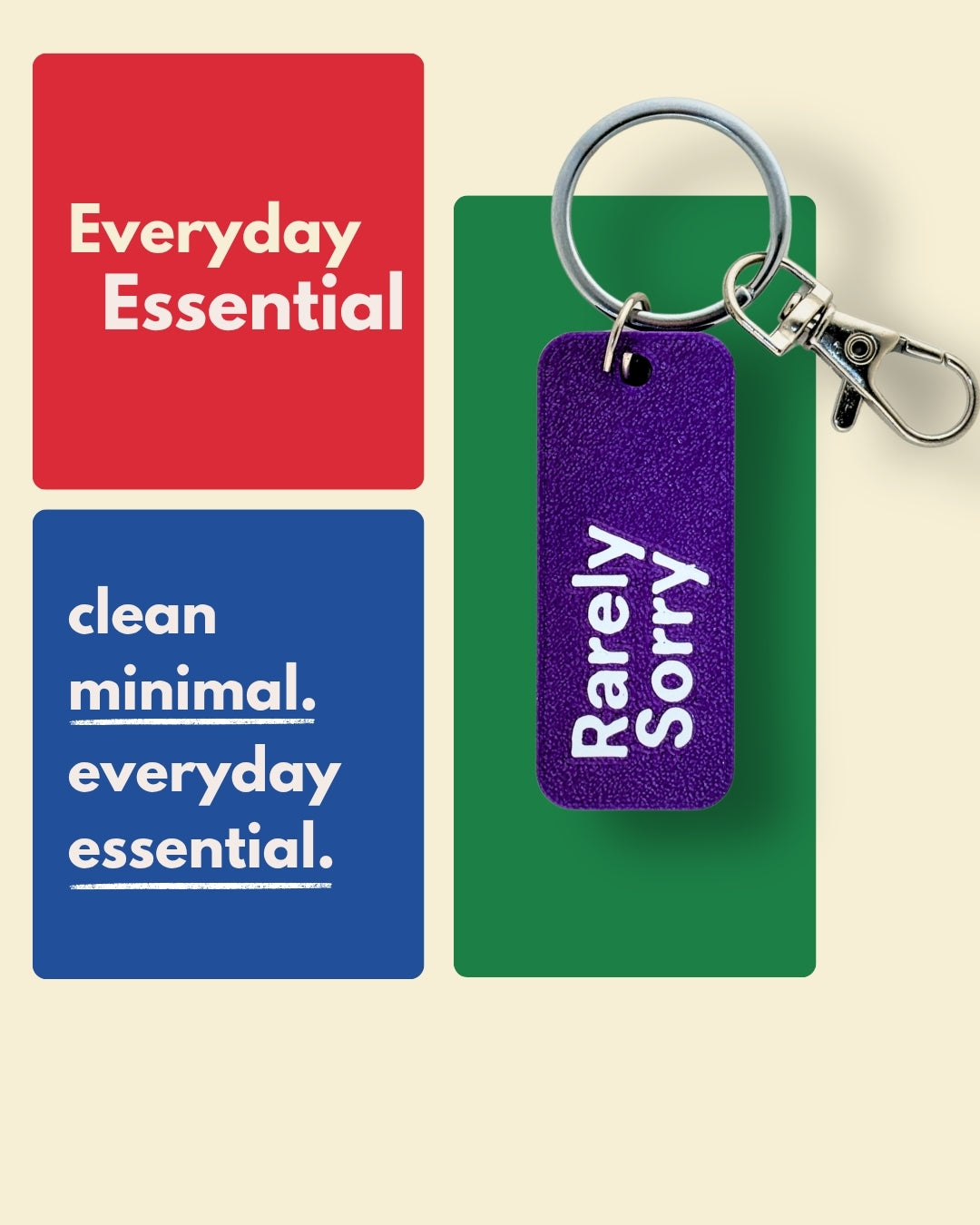 Rarely Sorry - Minimal Keychain & Bag Charm