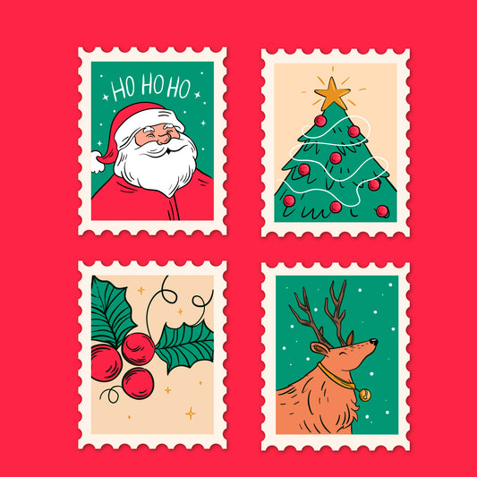 Christmas Stamp - Set of 4 | Mobile - Laptop Sticker