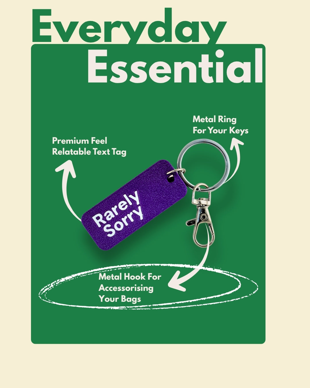 Rarely Sorry - Minimal Keychain & Bag Charm