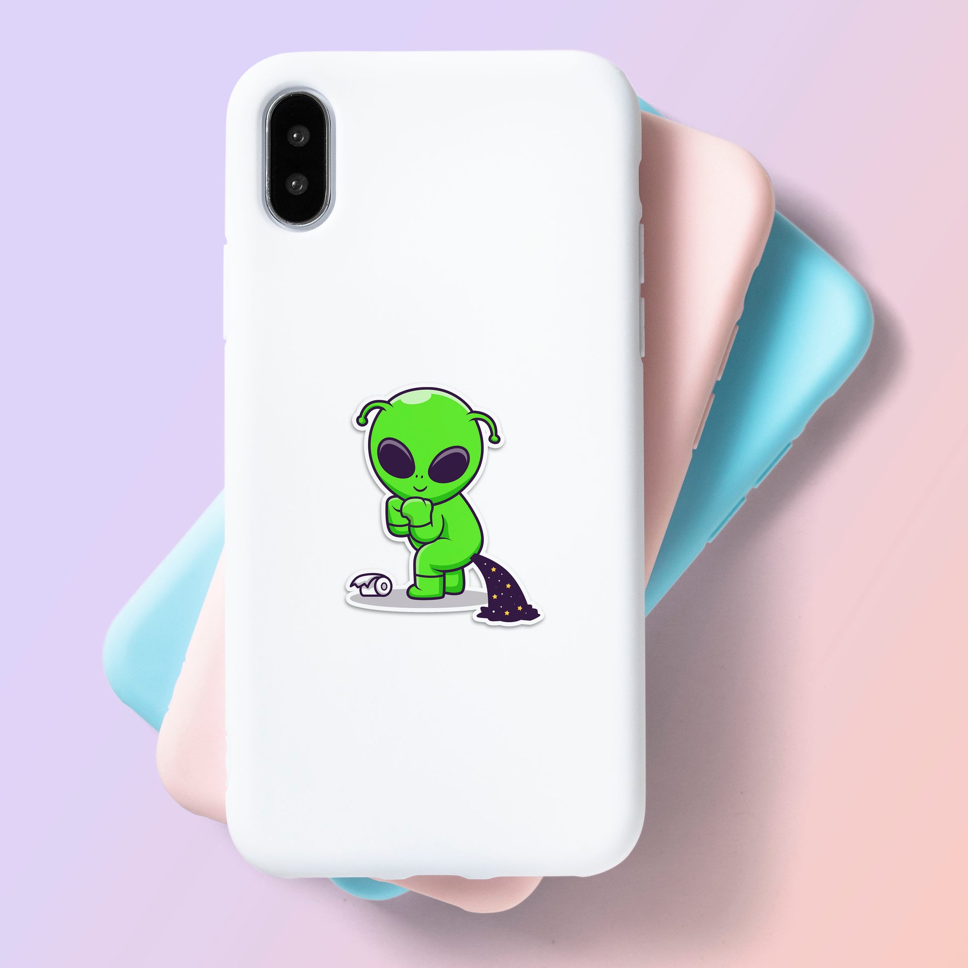 Alien Pooping Space Sticker – Peeekaboo