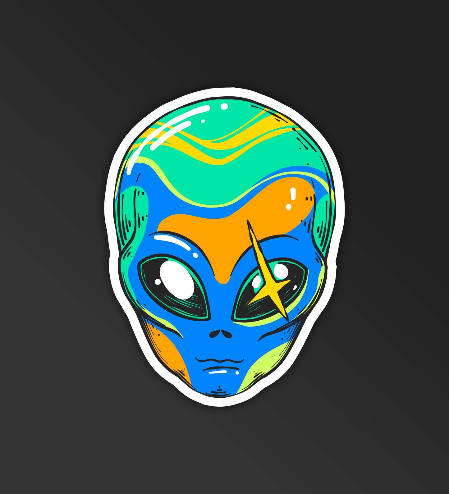 Trippy Alien Head Sticker