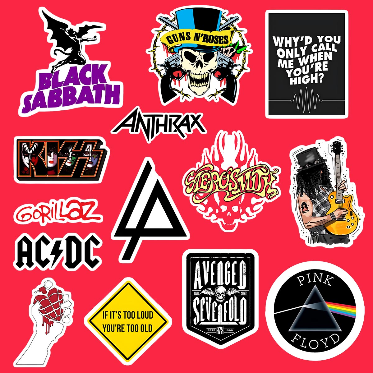Music Bands Sticker Pack of 15
