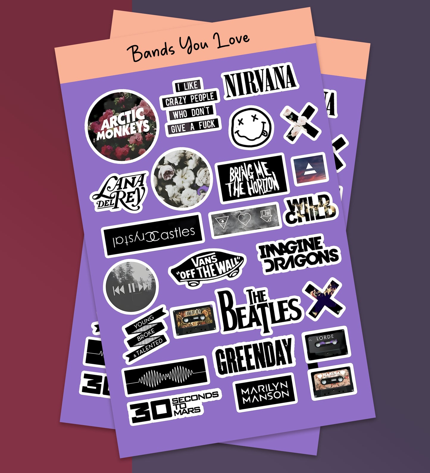 Music Bands Sticker Sheet