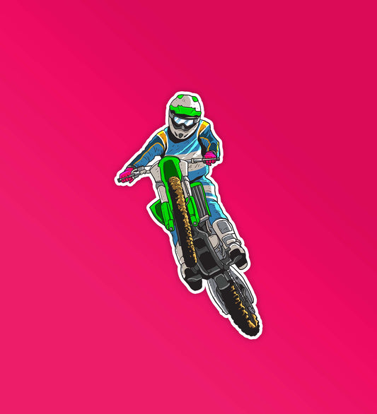 Green Motocross Bike Sticker