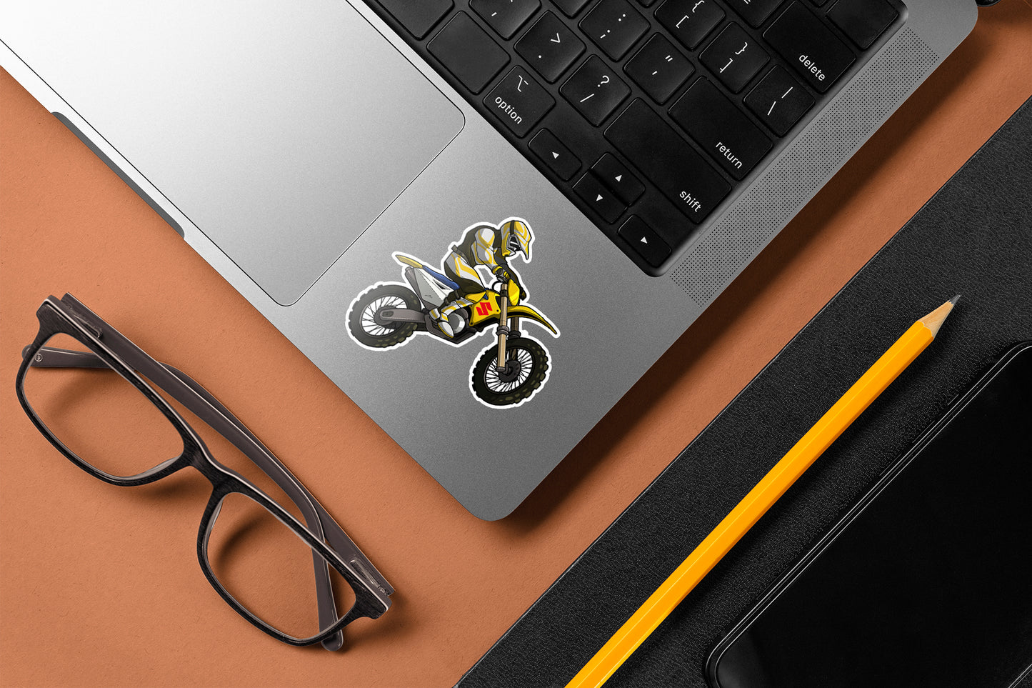 Yellow Motocross Bike Sticker