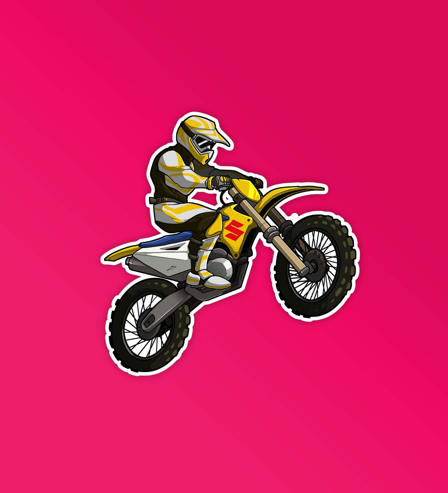 Yellow Motocross Bike Sticker