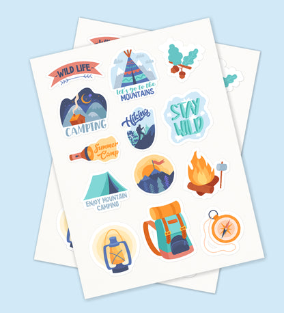 Camping Hiking Sticker Sheet