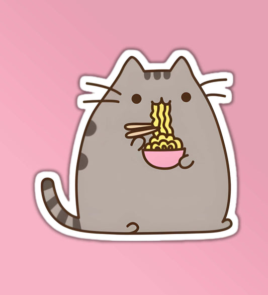 Cat Eating Noodles