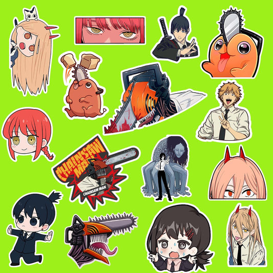 Collection of animated characters and elements on a green background