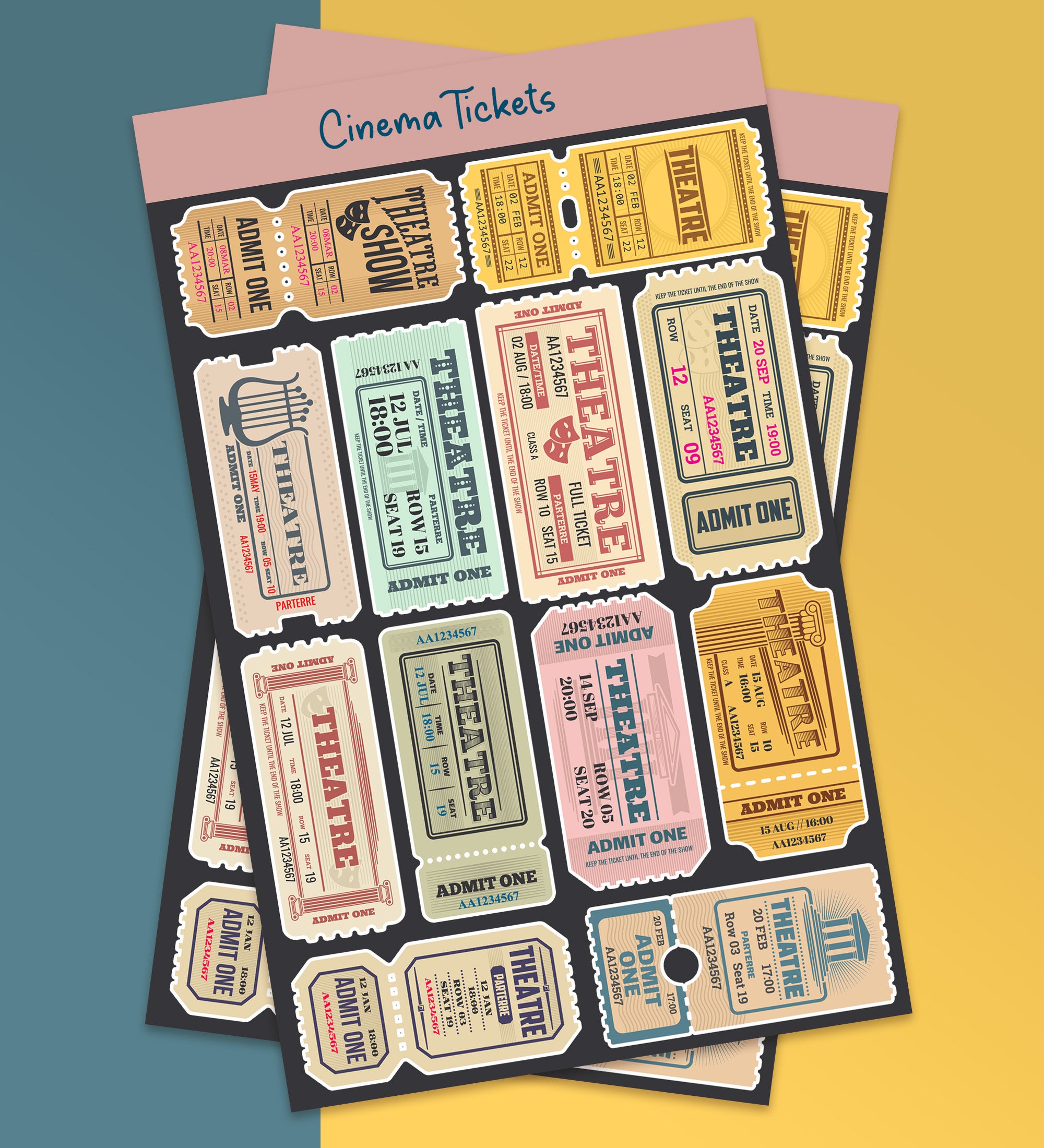 Fun Ticket Sticker Cinema Tickets | Sticker Sheet – Peeekaboo