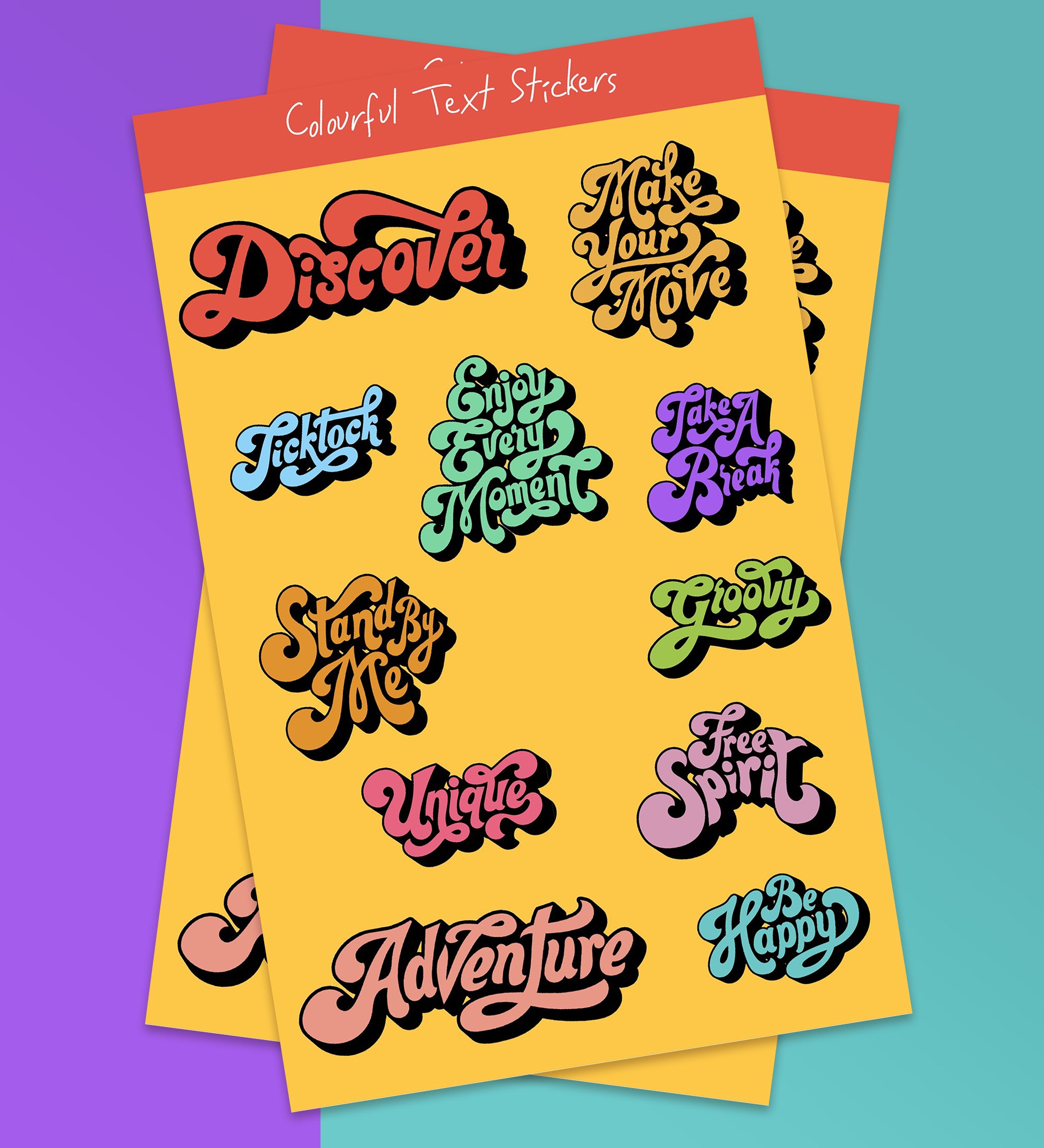 Sticker Text Sample Retro Text Sticker Sheet – Peeekaboo