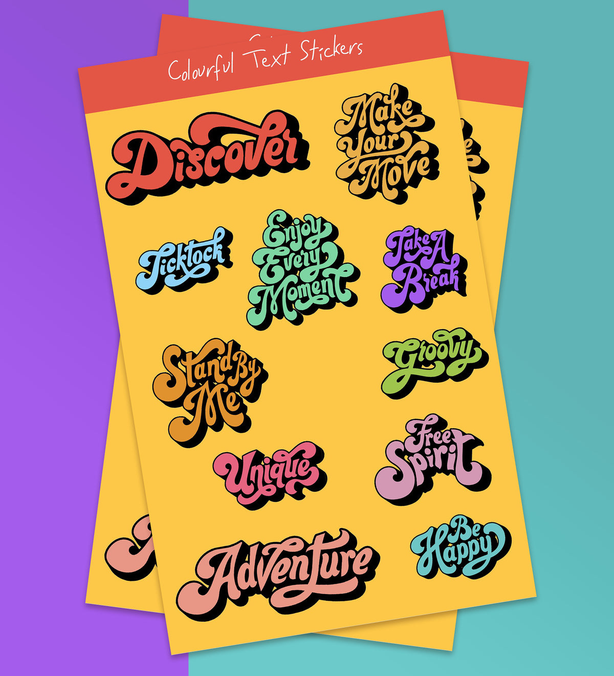 First Text Sticker Retro Text Sticker Sheet – Peeekaboo