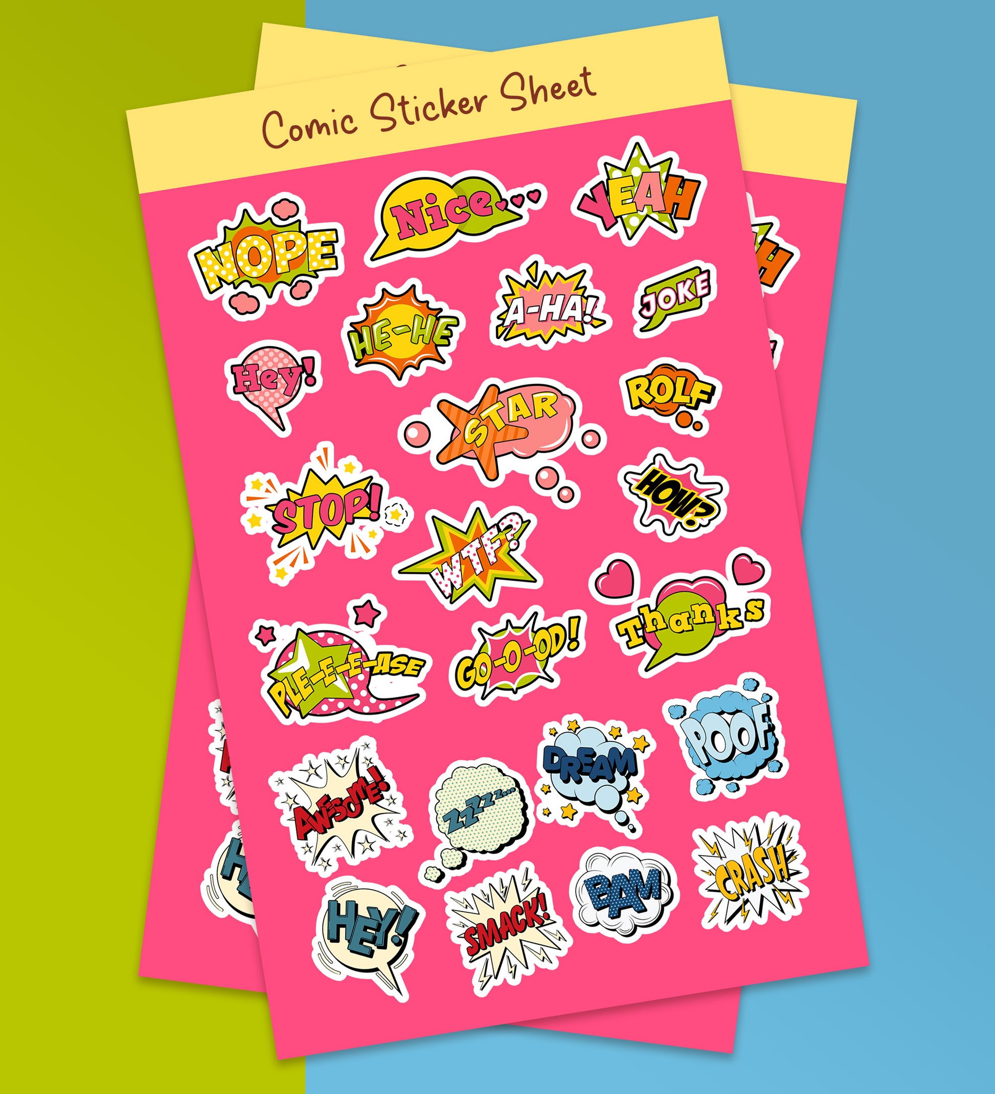 Comic Text #1 Sticker Sheet – Peeekaboo