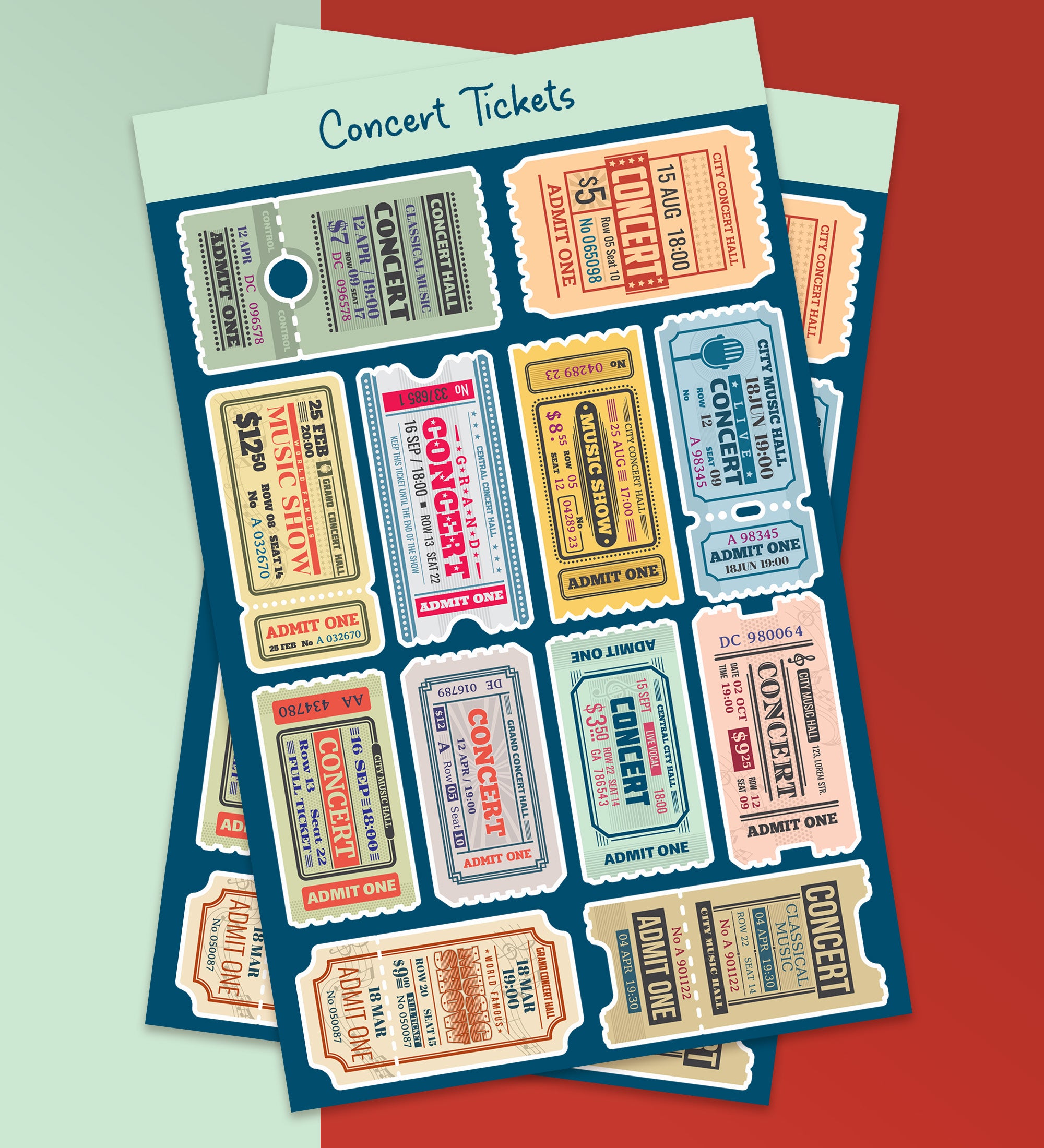 Ticket Sticker Concert Tickets | Sticker Sheet – Peeekaboo