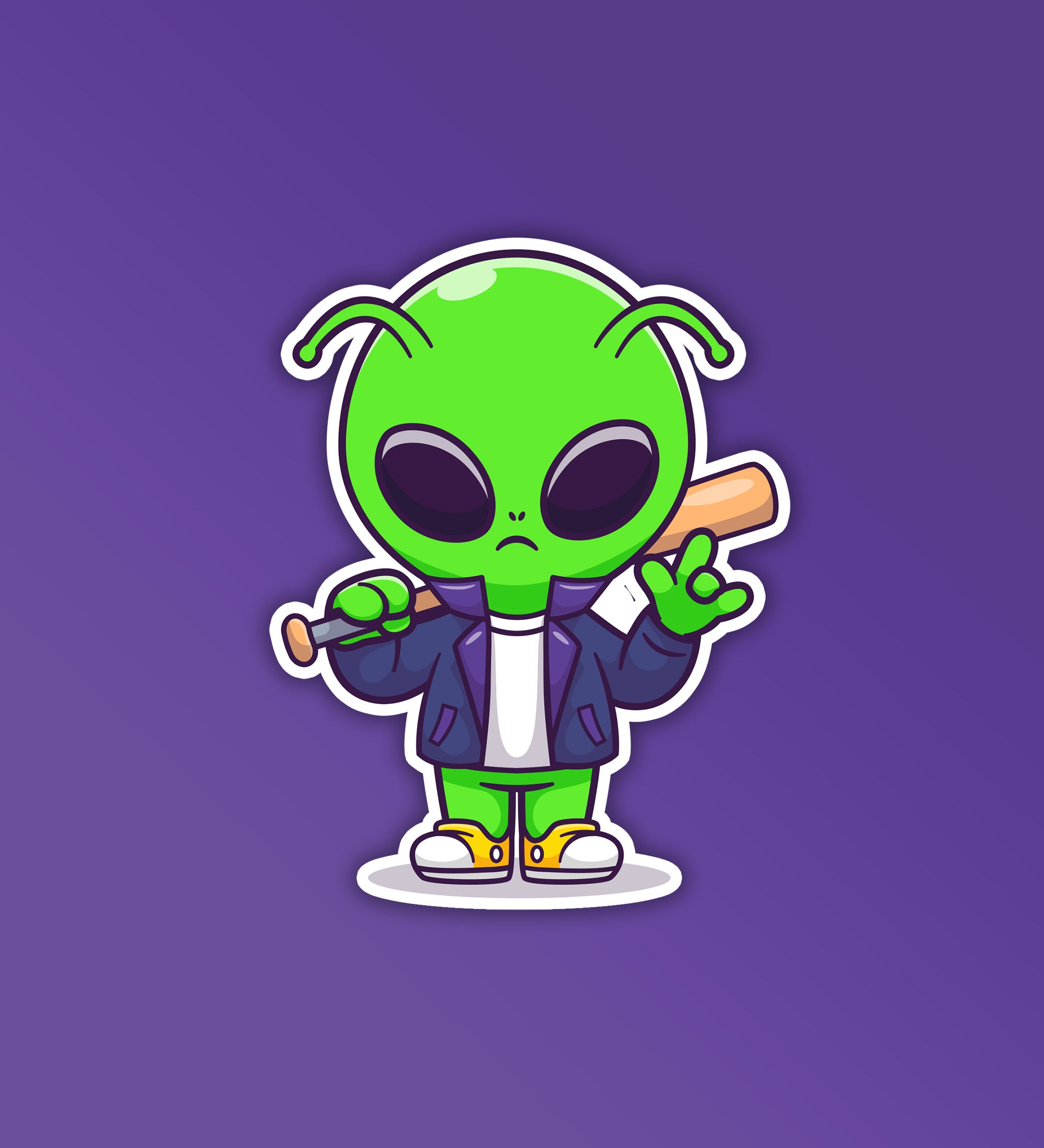 Baseball Player Alien Sticker – Peeekaboo