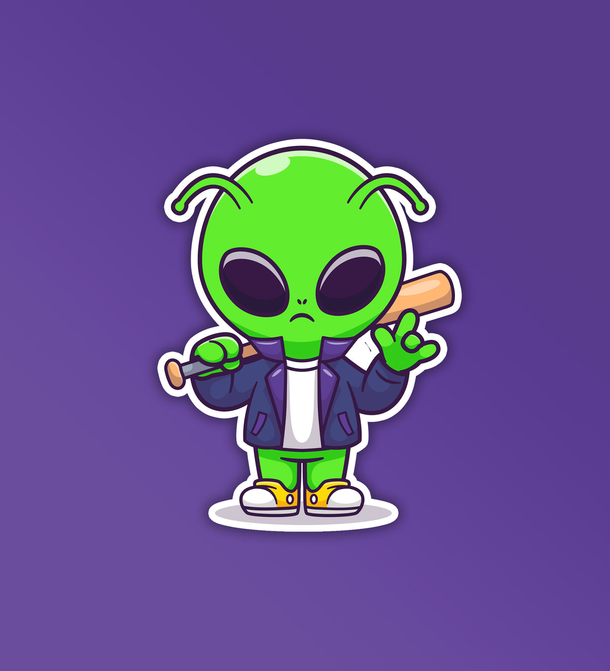 Baseball Player Alien Sticker – Peeekaboo