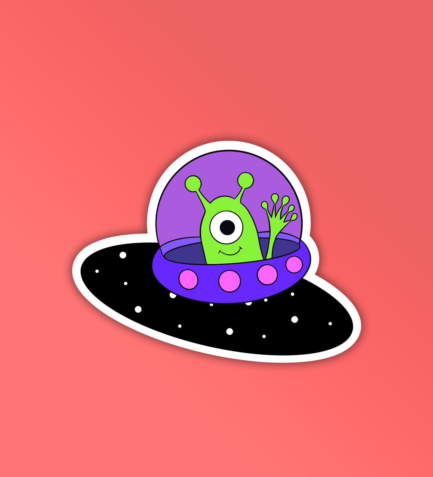 Cute Alien In Spaceship Sticker