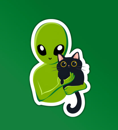 Cute Alien With A Cat