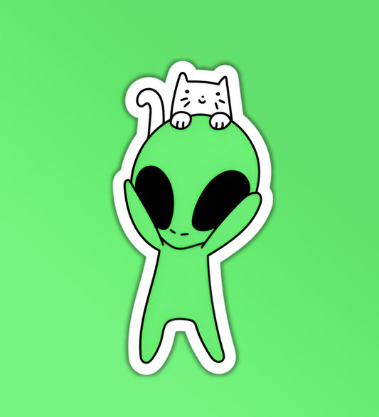 Cute Alien With A Cute Cat