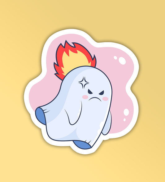 Cute Ghost - Angry | Laptop And Mobile Stickers