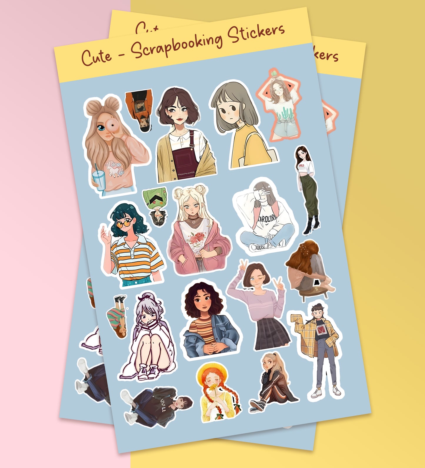 Girls Aesthetic Journaling Sticker Sheet