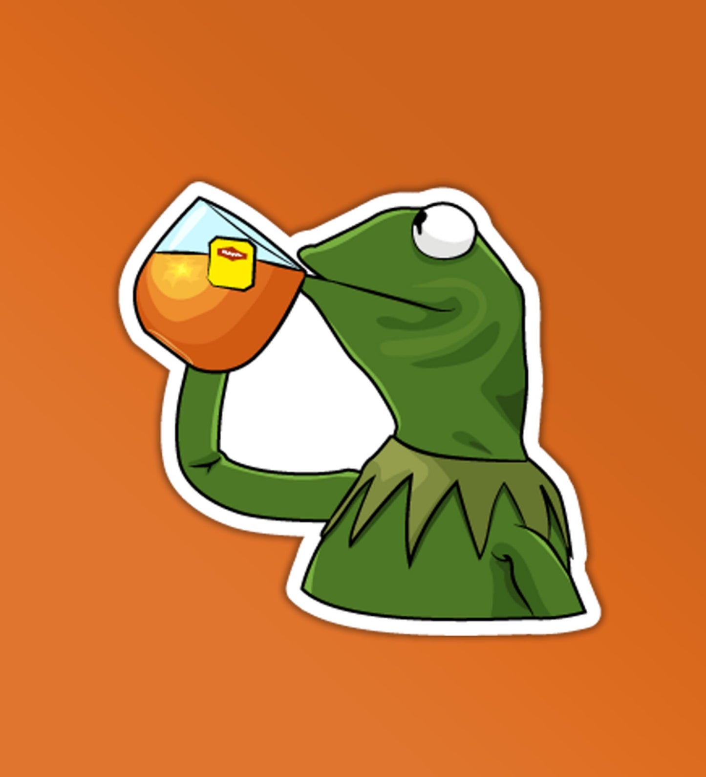 Froggy Drinking Iced Tea Meme  - Vinyl Laptop / Mobile Stickers