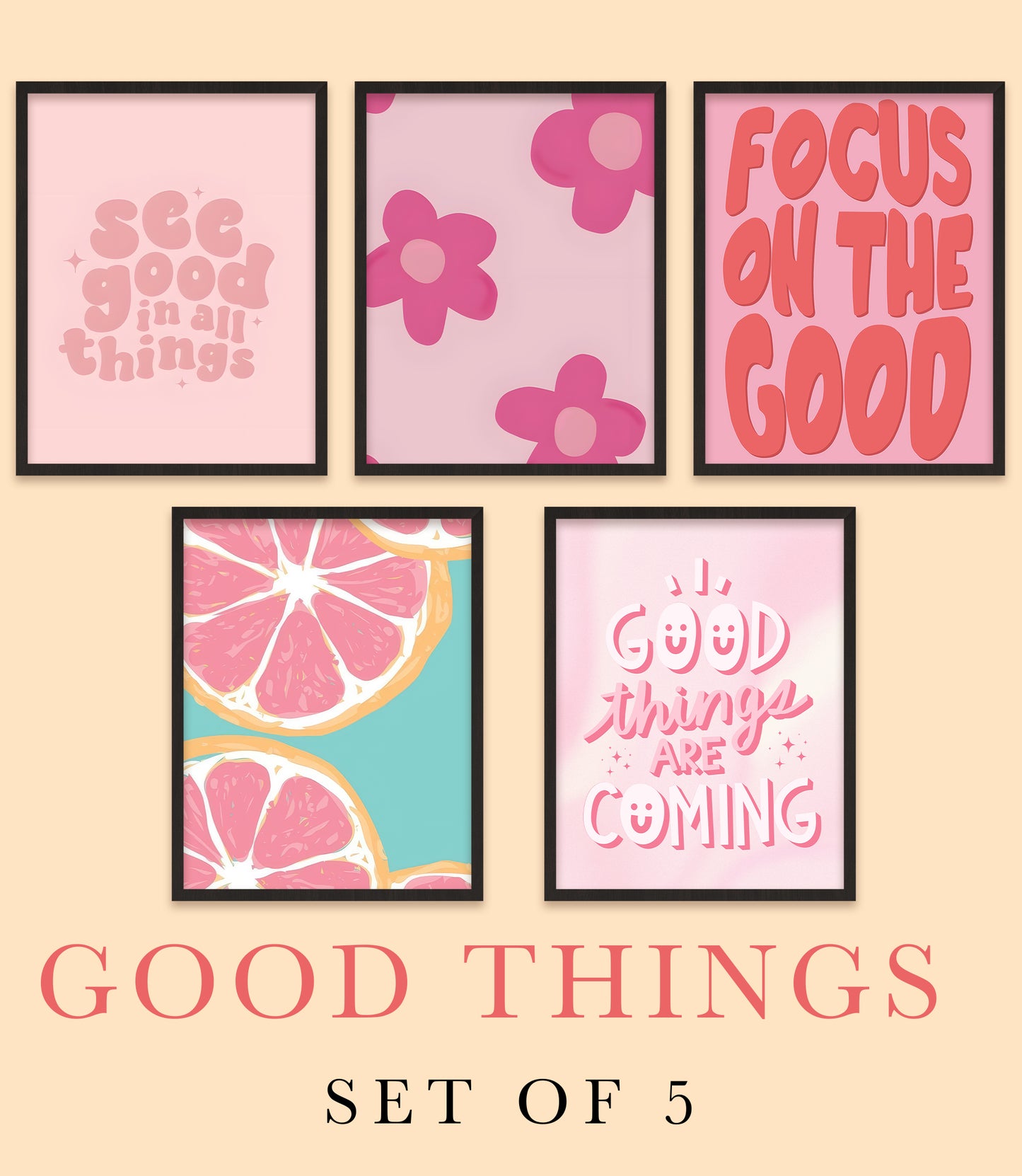 Trendy Aesthetic - Good Things Wall Art - Set Of 5 Posters