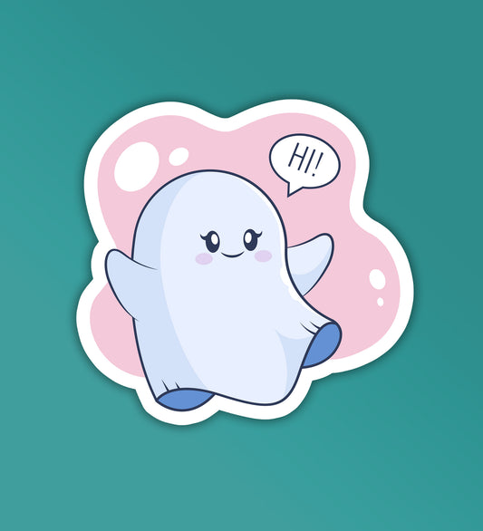 Hi - Cute Ghost  | Laptop And Mobile Stickers