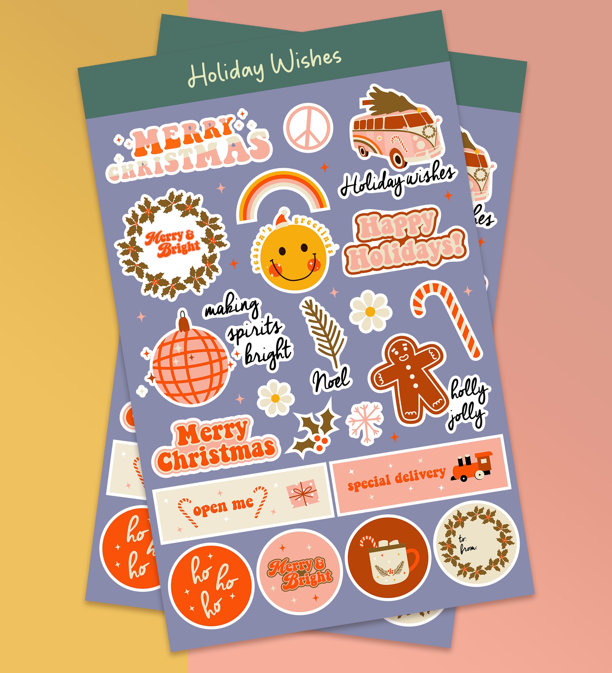 Holiday Time Sticker Holiday Wishes - Christmas Sticker Sheet – Peeekaboo