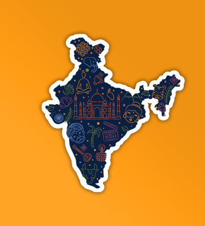 India Cultural Map - Laptop & Mobile Stickers