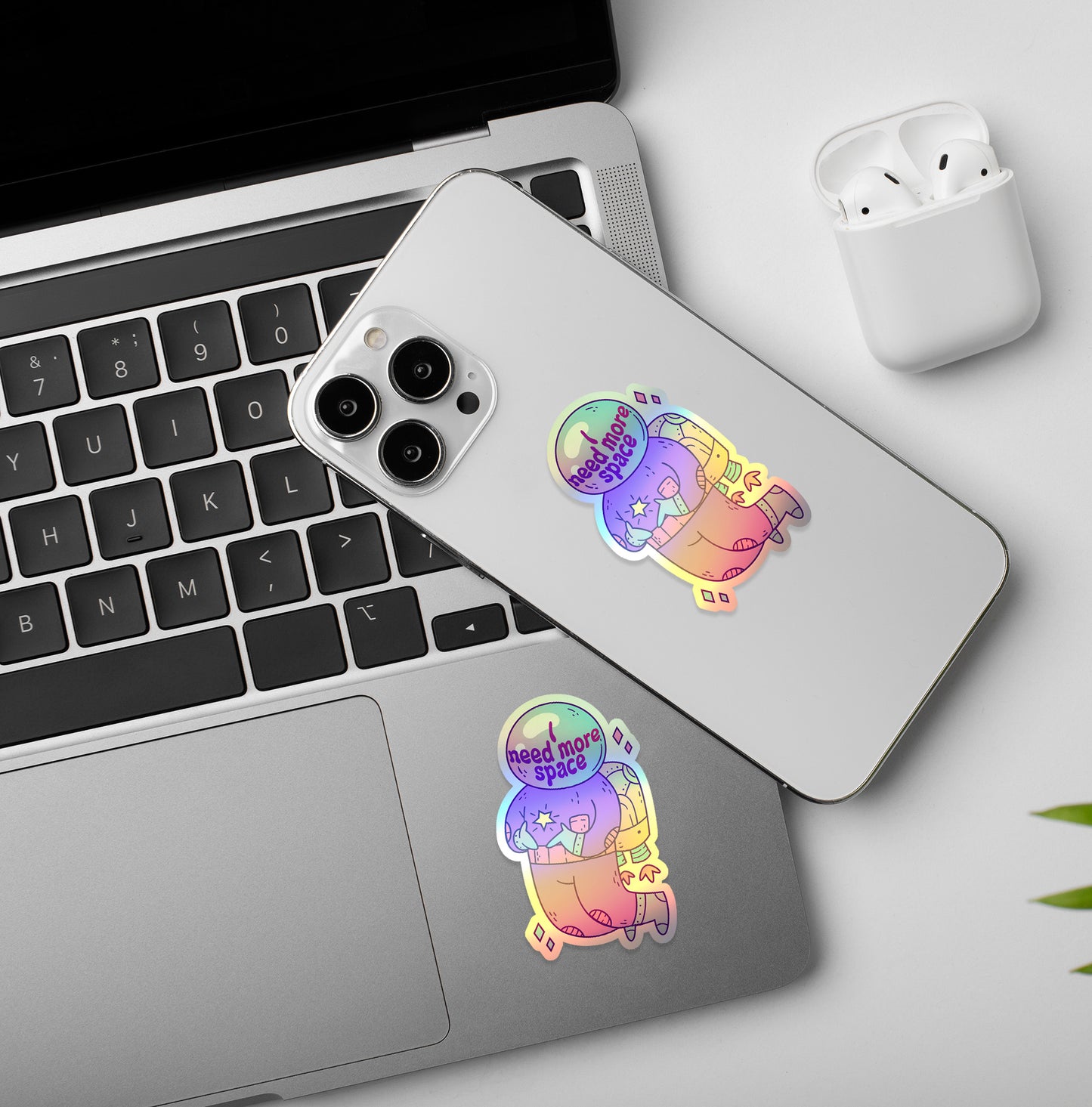 I Need More Space | Holographic Laptop / Mobile Sticker