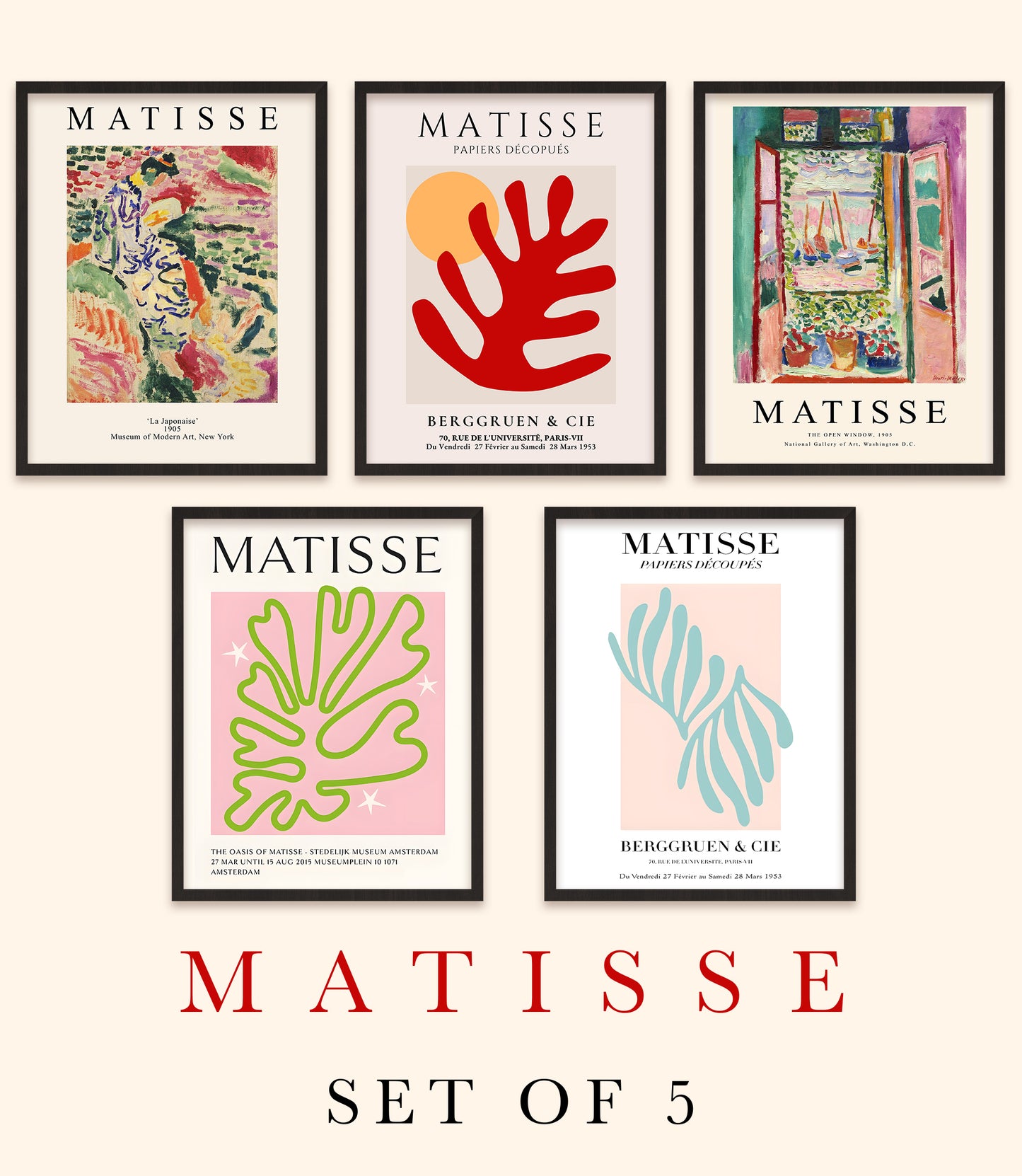 Matisse Art Prints - Vintage wall Art - Set Of 5