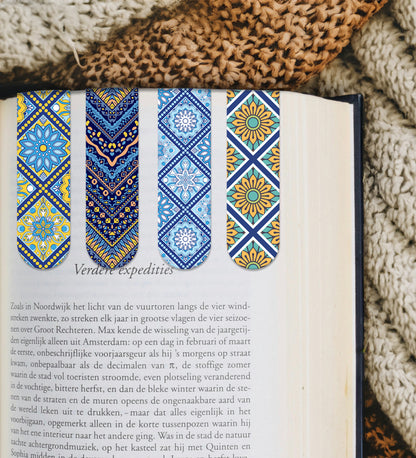 Magnetic Bookmark - Set Of 4 - Blue Motifs