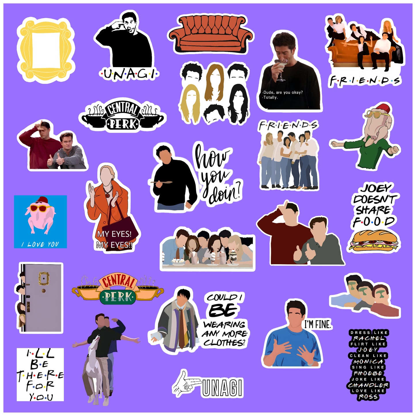 Friends & More TV Series Sticker Pack of 50