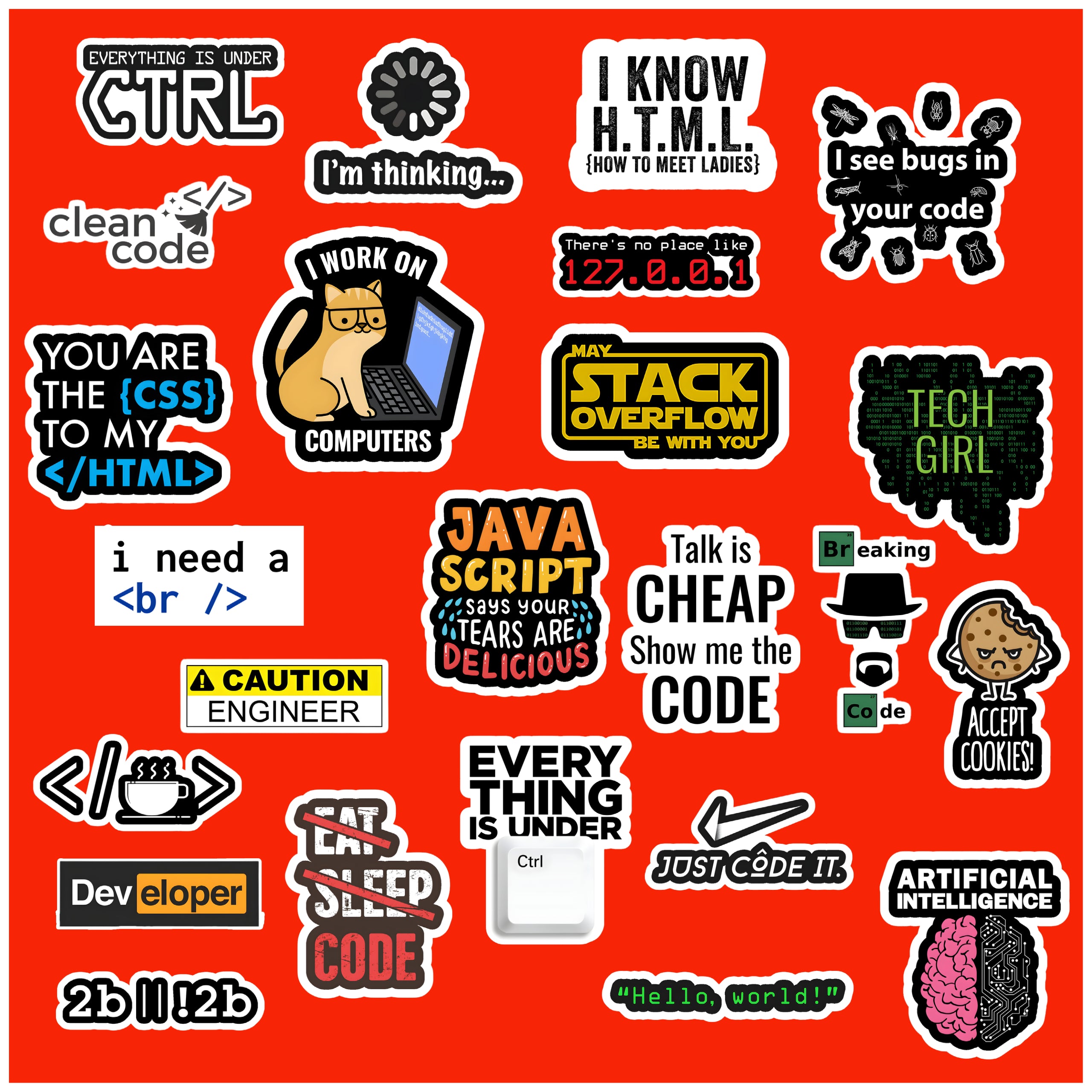 Progammer / Coding Sticker Pack of 50 – Peeekaboo