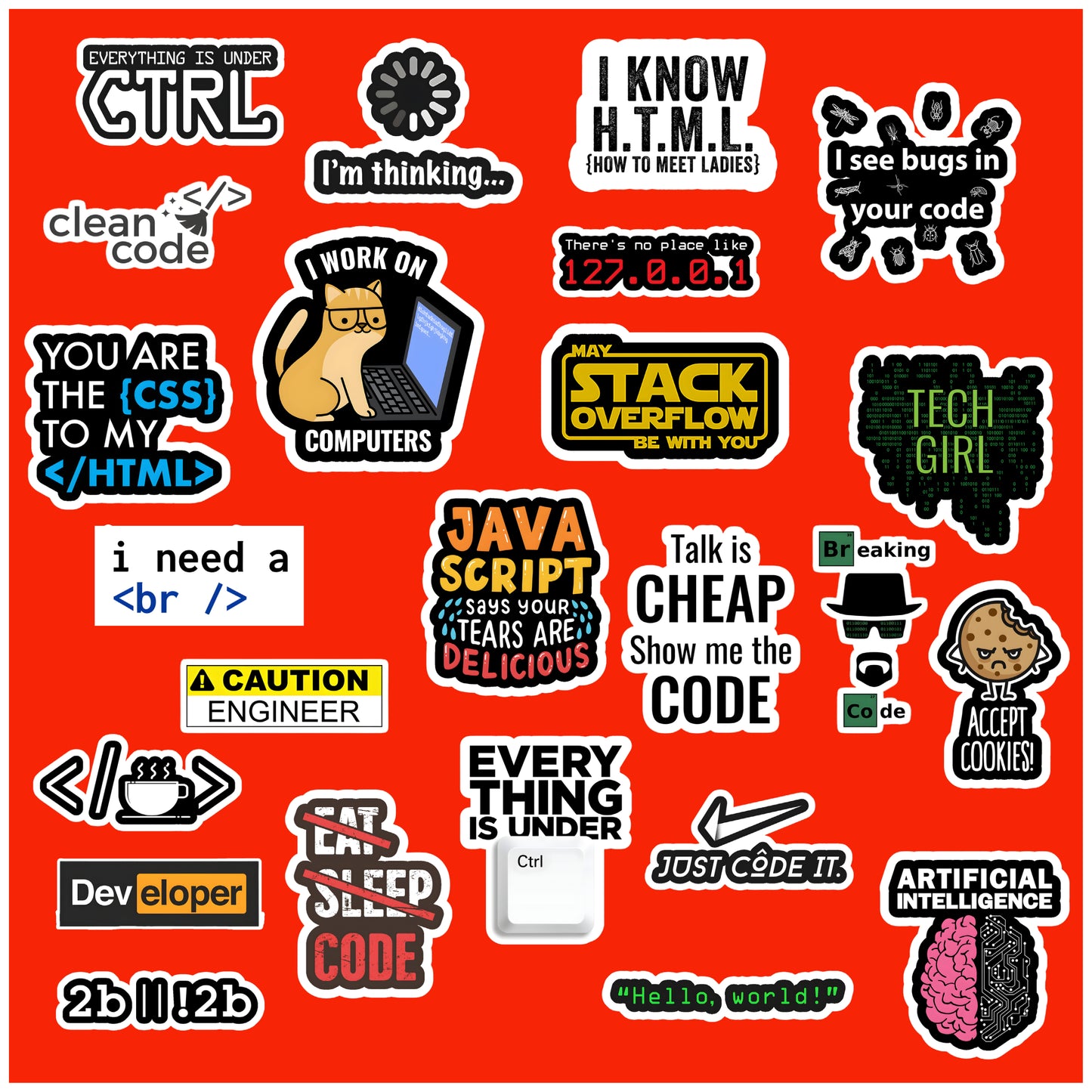 50 coding programming developers internet sticker pack... Progammer / Coding Sticker Pack of 50 – Peeekaboo