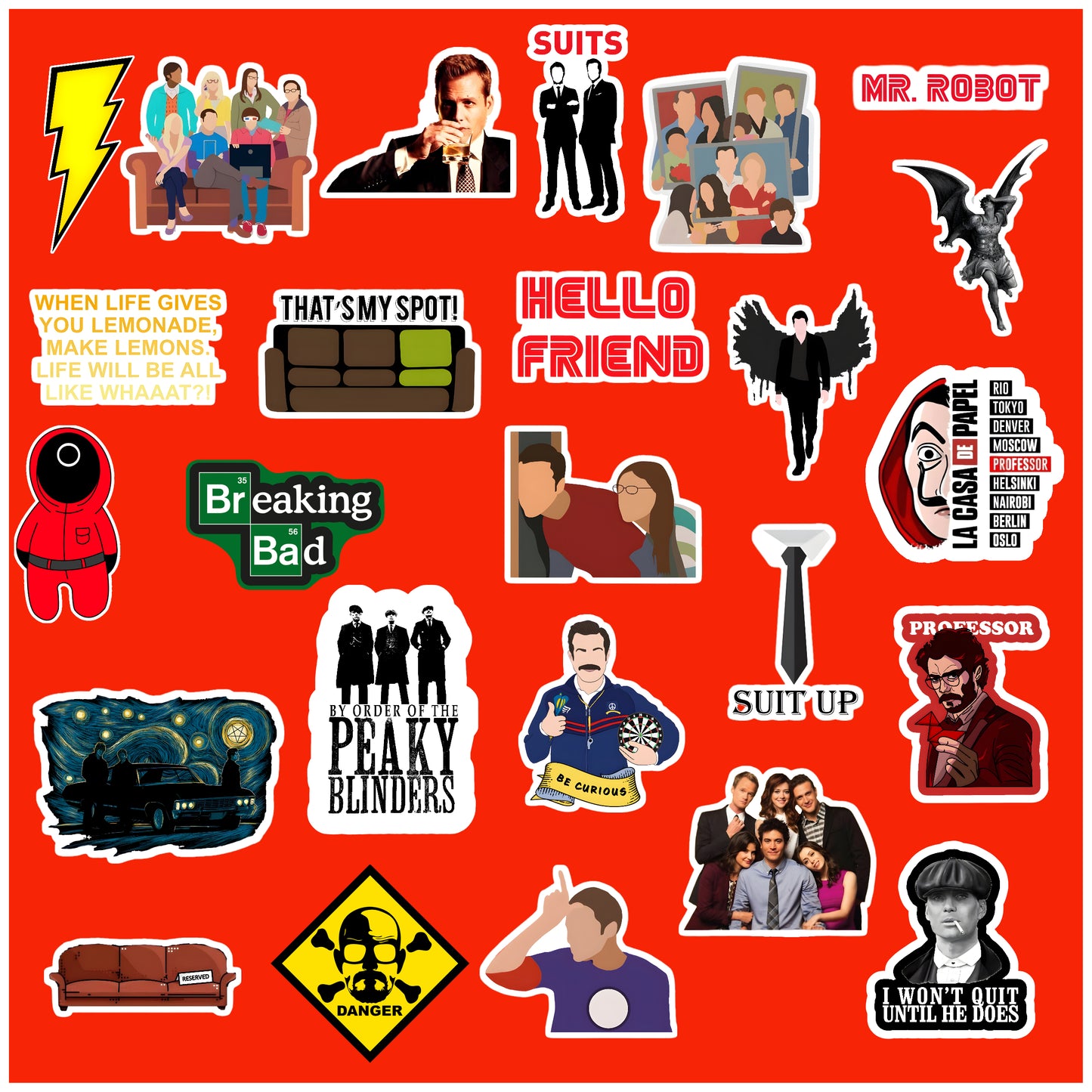 Friends & More TV Series Sticker Pack of 50