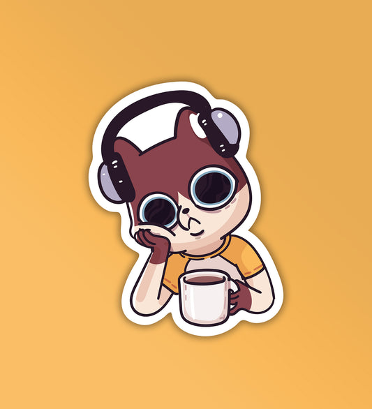 Overthinking With Coffee | Mobile & Laptop Sticker
