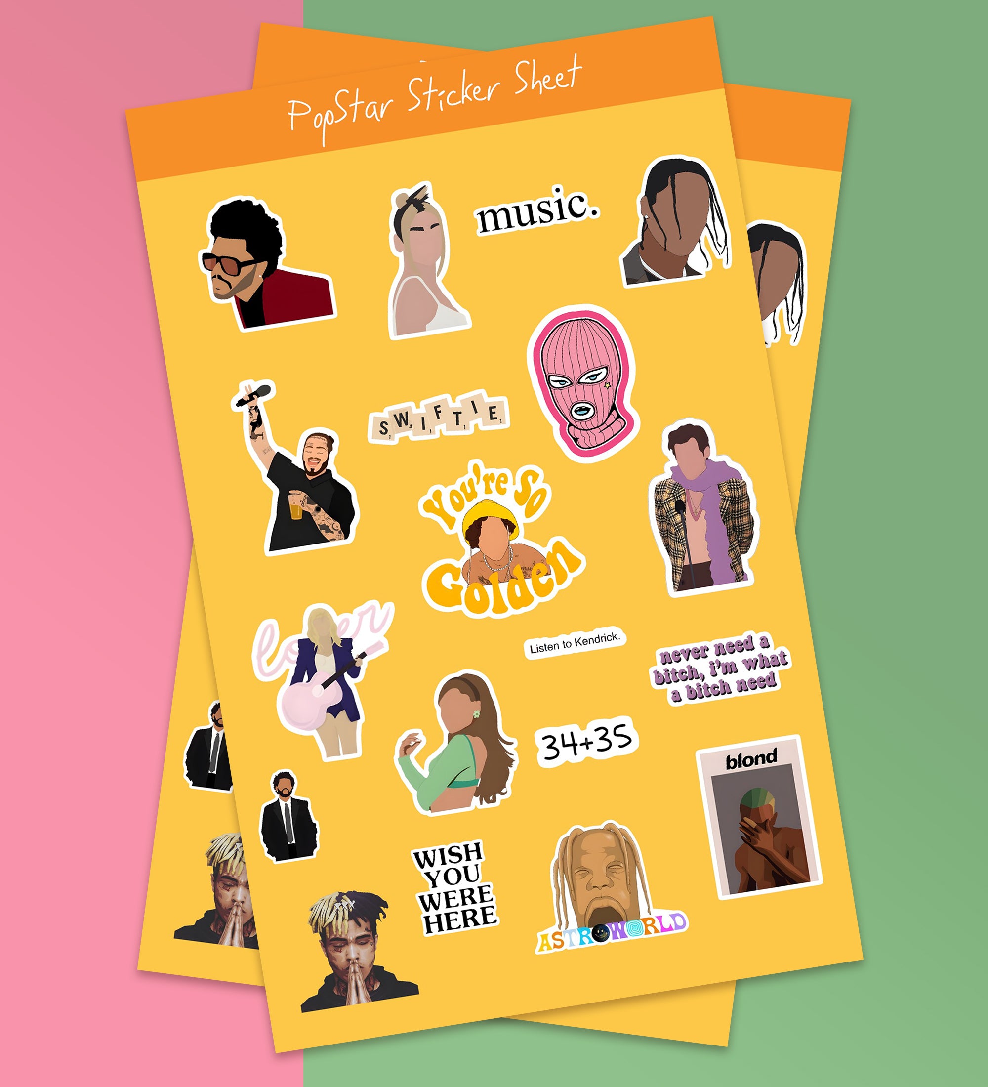 Popstars / Singers Sticker Sheet – Peeekaboo